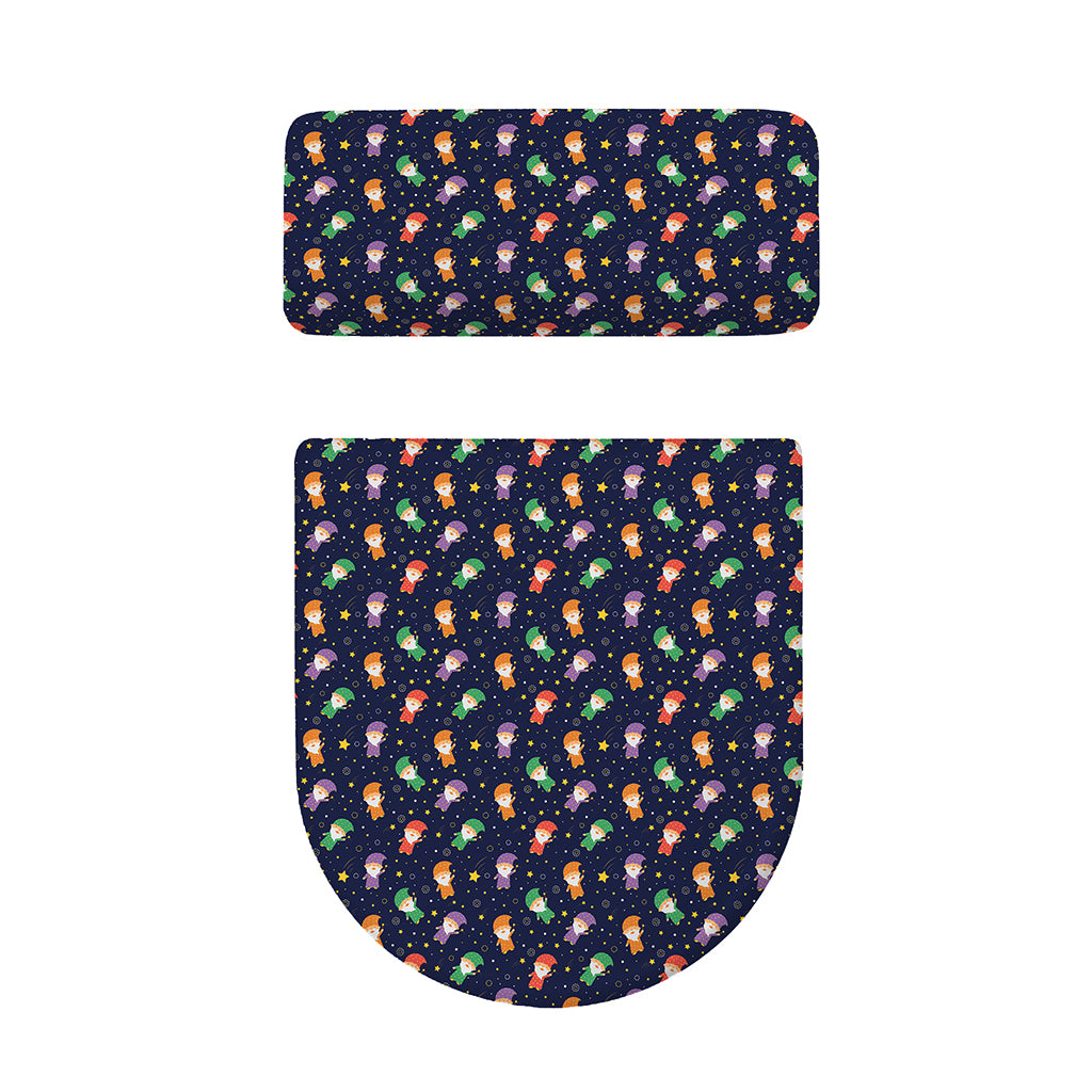 Cute Wizard Pattern Print Toilet Lid And Tank Cover Set