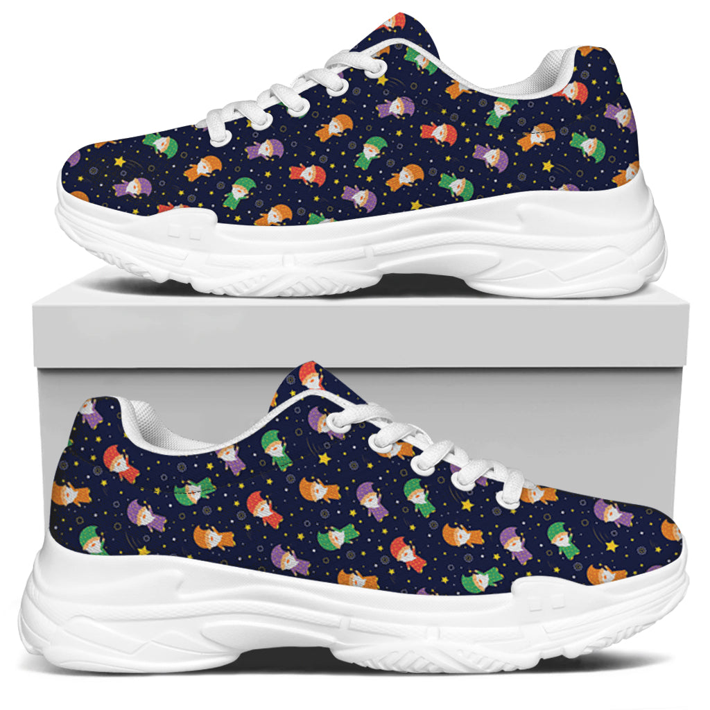 Cute Wizard Pattern Print White Chunky Shoes