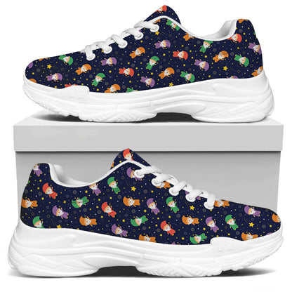 Cute Wizard Pattern Print White Chunky Shoes