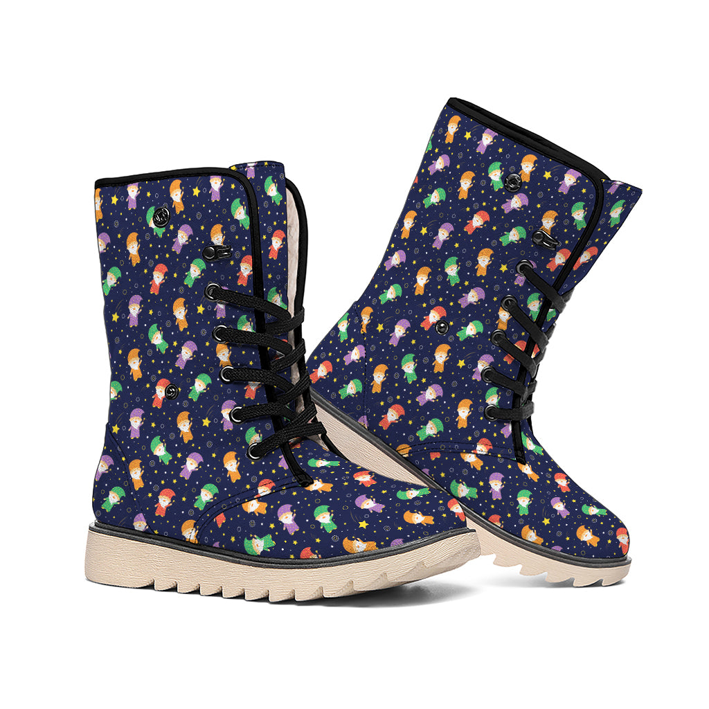 Cute Wizard Pattern Print Winter Boots