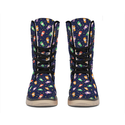 Cute Wizard Pattern Print Winter Boots