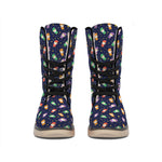 Cute Wizard Pattern Print Winter Boots