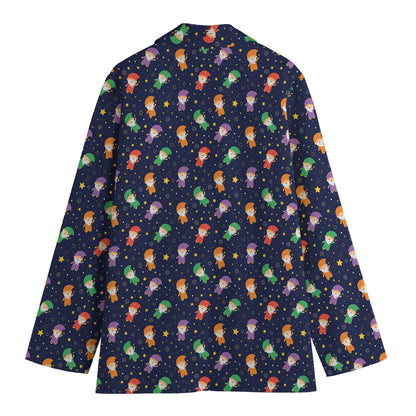 Cute Wizard Pattern Print Women's Blazer