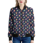 Cute Wizard Pattern Print Women's Bomber Jacket