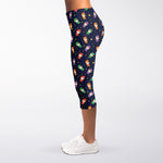 Cute Wizard Pattern Print Women's Capri Leggings