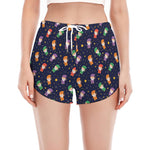 Cute Wizard Pattern Print Women's Split Running Shorts