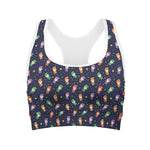 Cute Wizard Pattern Print Women's Sports Bra