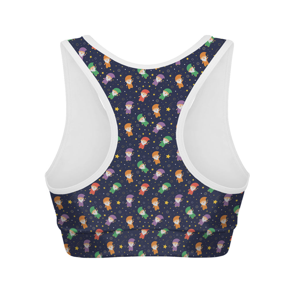 Cute Wizard Pattern Print Women's Sports Bra