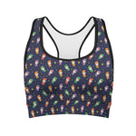 Cute Wizard Pattern Print Women's Sports Bra