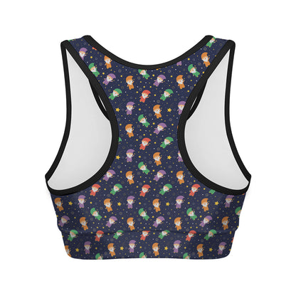 Cute Wizard Pattern Print Women's Sports Bra