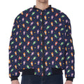 Cute Wizard Pattern Print Zip Sleeve Bomber Jacket