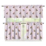 Cute Yorkshire Terrier Pattern Print 3 Piece Kitchen Curtains
