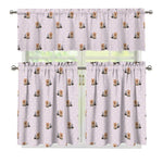 Cute Yorkshire Terrier Pattern Print 3 Piece Kitchen Curtains
