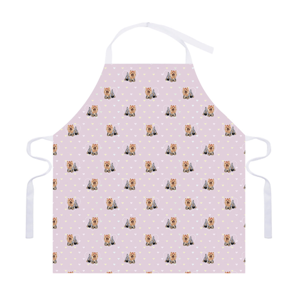 Cute Yorkshire Terrier Pattern Print Adjustable Apron