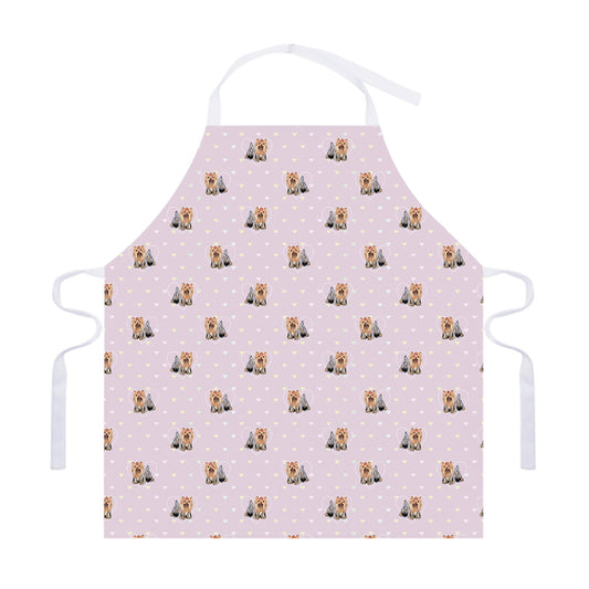 Cute Yorkshire Terrier Pattern Print Adjustable Apron