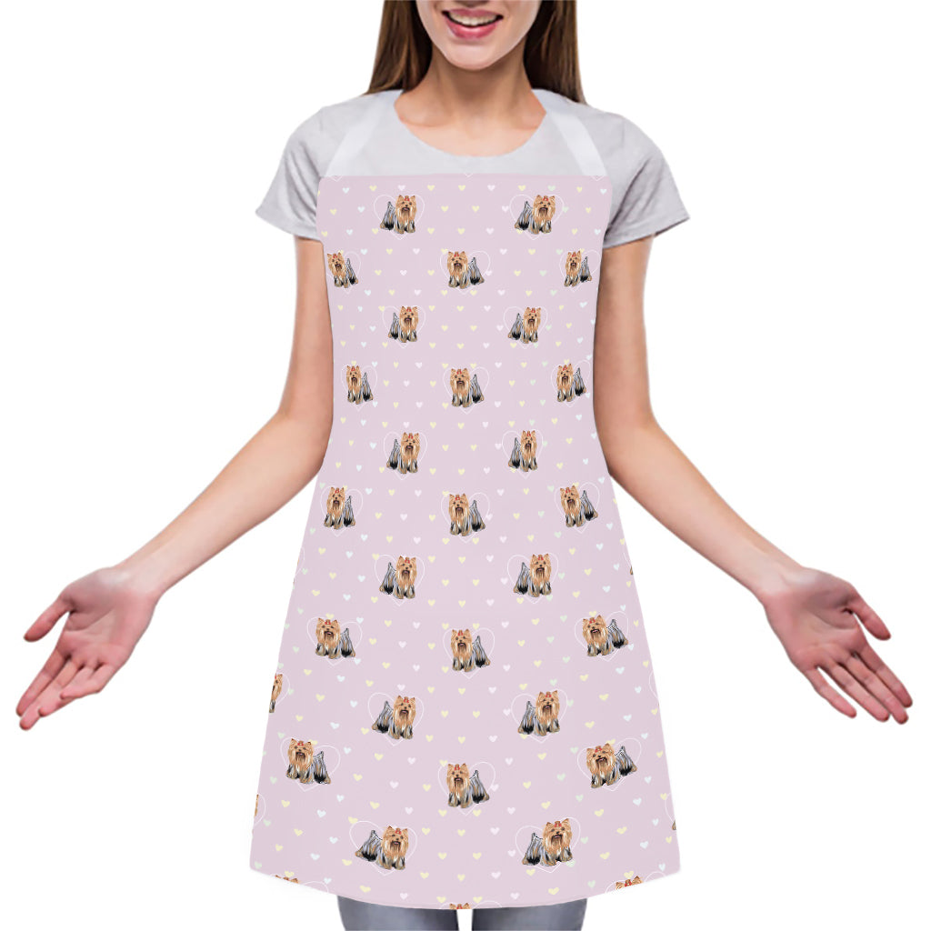 Cute Yorkshire Terrier Pattern Print Adjustable Apron