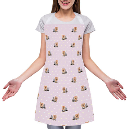 Cute Yorkshire Terrier Pattern Print Adjustable Apron