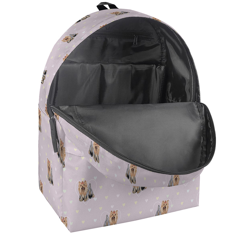 Cute Yorkshire Terrier Pattern Print Backpack