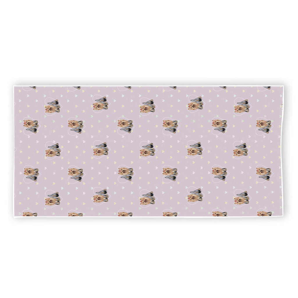 Cute Yorkshire Terrier Pattern Print Beach Towel