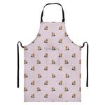 Cute Yorkshire Terrier Pattern Print Bib Apron With Pocket