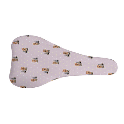 Cute Yorkshire Terrier Pattern Print Bicycle Seat Cover