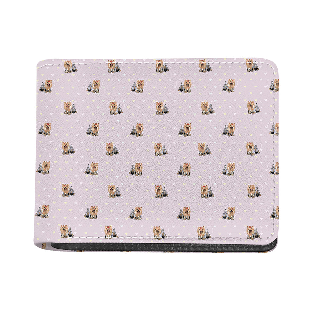 Cute Yorkshire Terrier Pattern Print Bifold Wallet