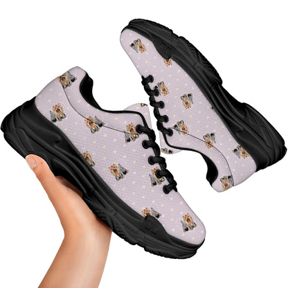 Cute Yorkshire Terrier Pattern Print Black Chunky Shoes