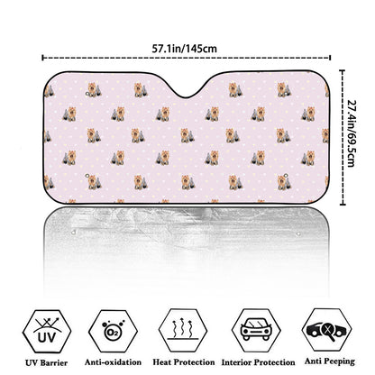 Cute Yorkshire Terrier Pattern Print Car Windshield Sun Shade