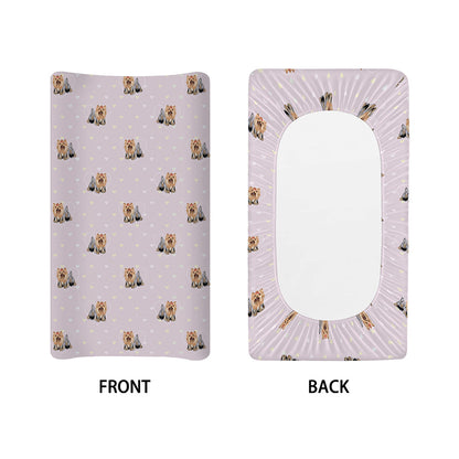 Cute Yorkshire Terrier Pattern Print Changing Pad Cover
