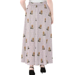 Cute Yorkshire Terrier Pattern Print Chiffon Maxi Skirt