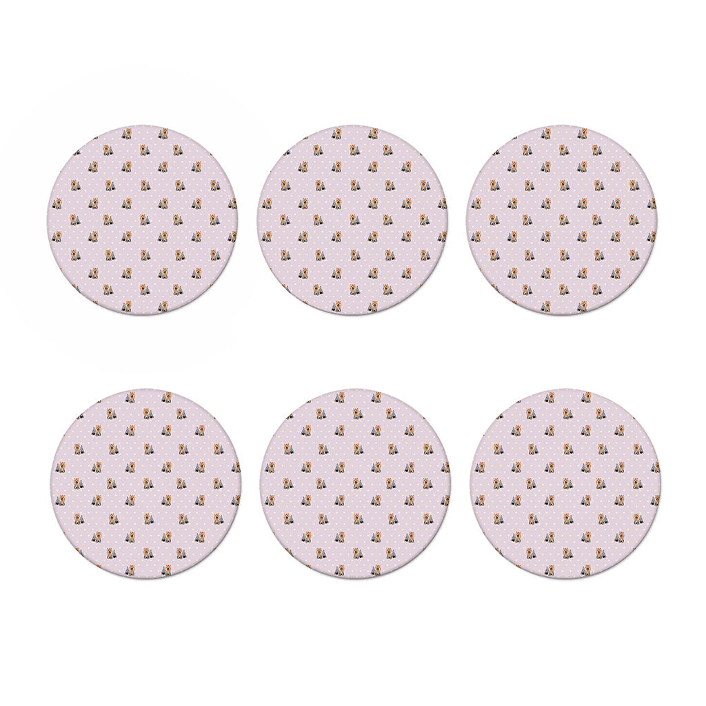 Cute Yorkshire Terrier Pattern Print Coaster Set