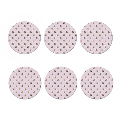 Cute Yorkshire Terrier Pattern Print Coaster Set