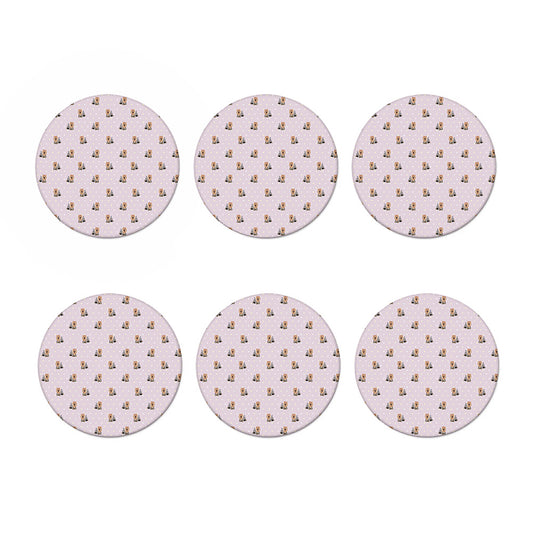Cute Yorkshire Terrier Pattern Print Coaster Set
