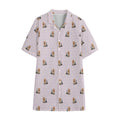 Cute Yorkshire Terrier Pattern Print Cotton Hawaiian Shirt