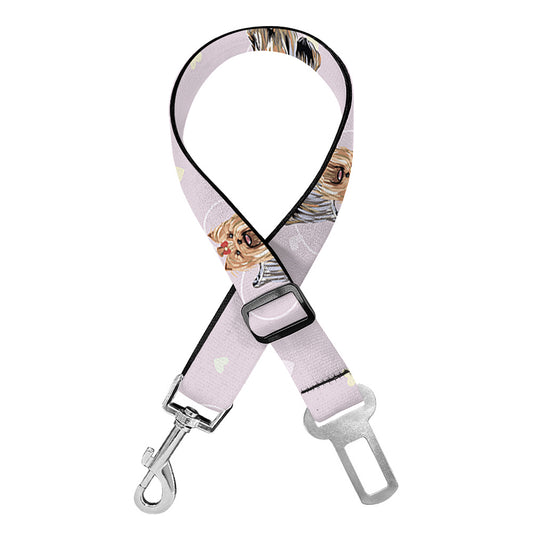 Cute Yorkshire Terrier Pattern Print Dog Seat Belt