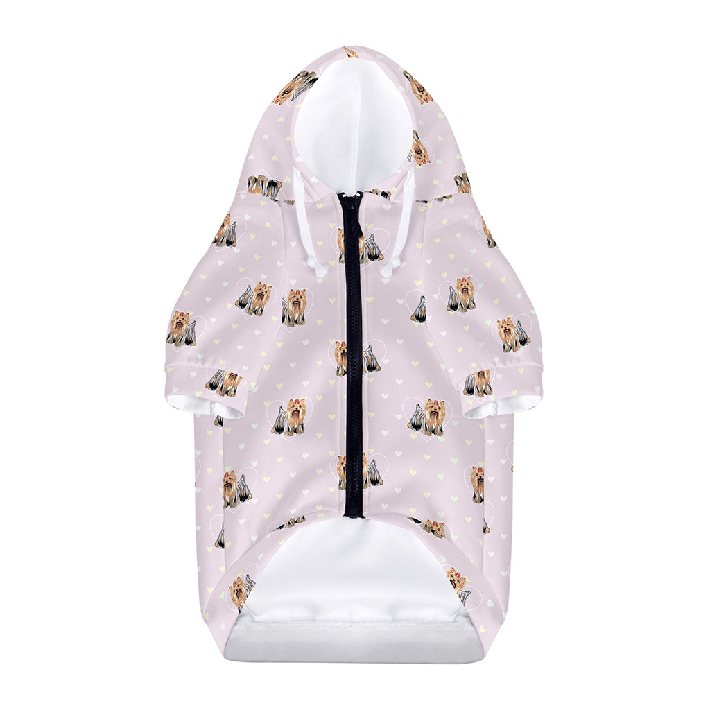 Cute Yorkshire Terrier Pattern Print Dog Zip Up Hoodie