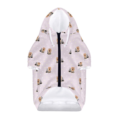 Cute Yorkshire Terrier Pattern Print Dog Zip Up Hoodie