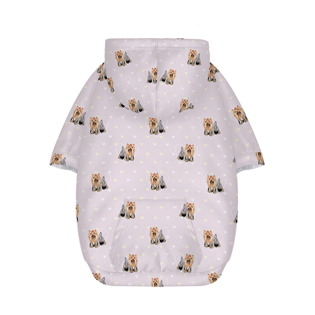 Cute Yorkshire Terrier Pattern Print Dog Zip Up Hoodie