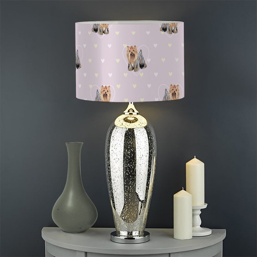 Cute Yorkshire Terrier Pattern Print Drum Lamp Shade
