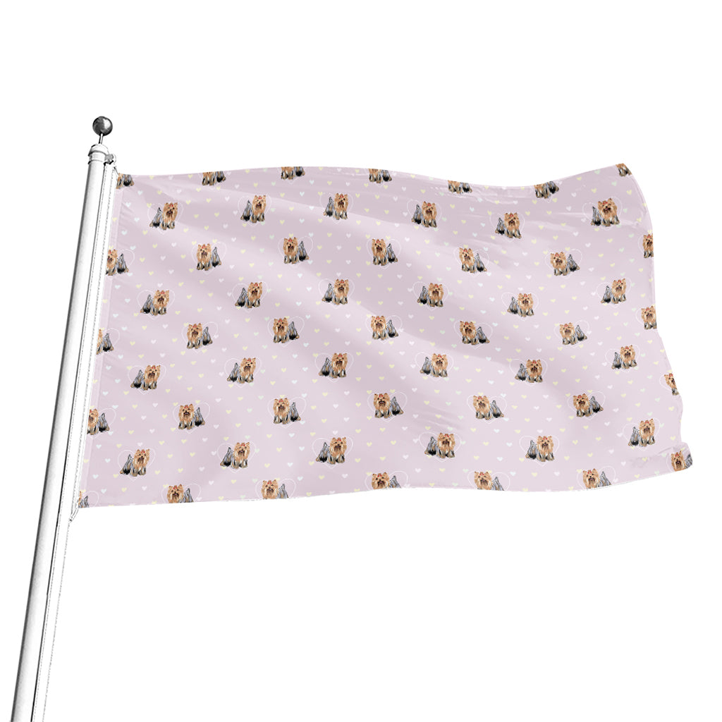 Cute Yorkshire Terrier Pattern Print Flag