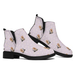 Cute Yorkshire Terrier Pattern Print Flat Ankle Boots