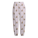 Cute Yorkshire Terrier Pattern Print Fleece Lined Knit Pants