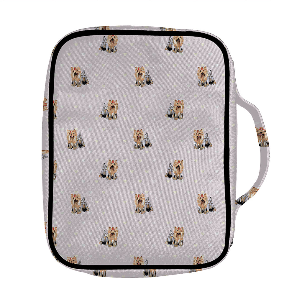 Cute Yorkshire Terrier Pattern Print Front Pocket Bible Bag