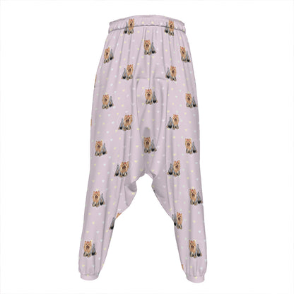 Cute Yorkshire Terrier Pattern Print Hammer Pants