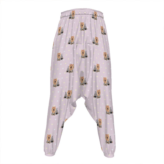 Cute Yorkshire Terrier Pattern Print Hammer Pants
