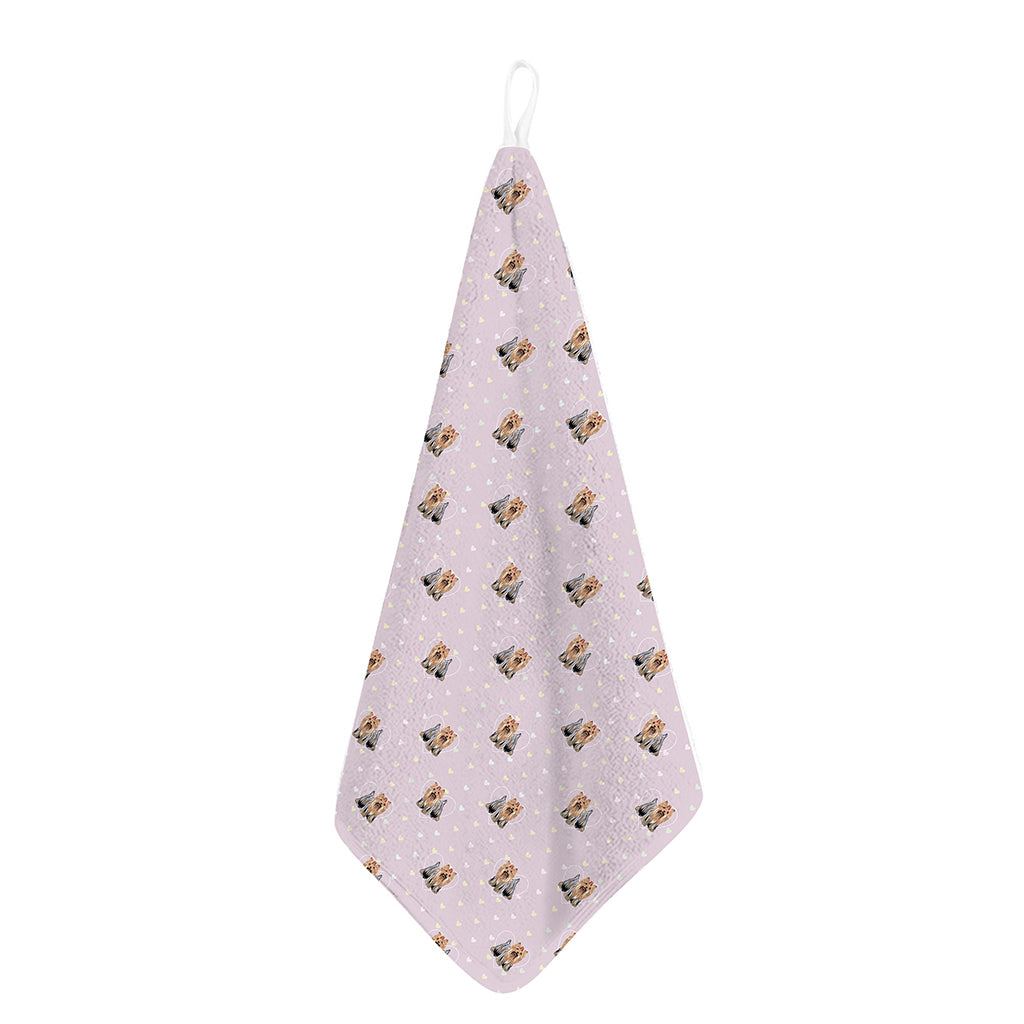 Cute Yorkshire Terrier Pattern Print Hand Towel