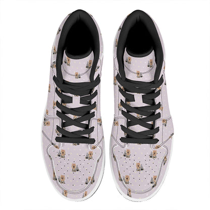 Cute Yorkshire Terrier Pattern Print High Top Leather Sneakers