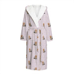 Cute Yorkshire Terrier Pattern Print Hooded Bathrobe