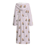 Cute Yorkshire Terrier Pattern Print Hooded Bathrobe