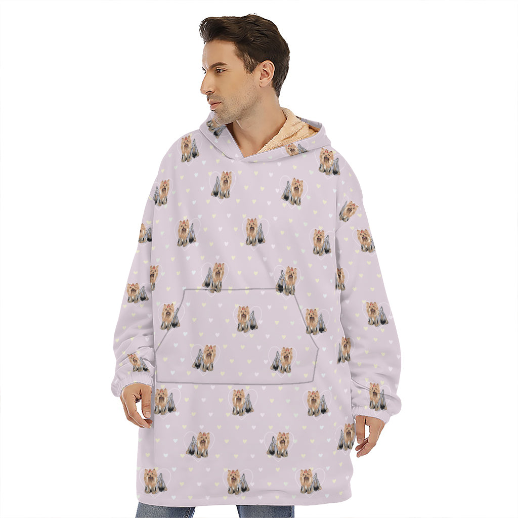 Cute Yorkshire Terrier Pattern Print Hoodie Blanket